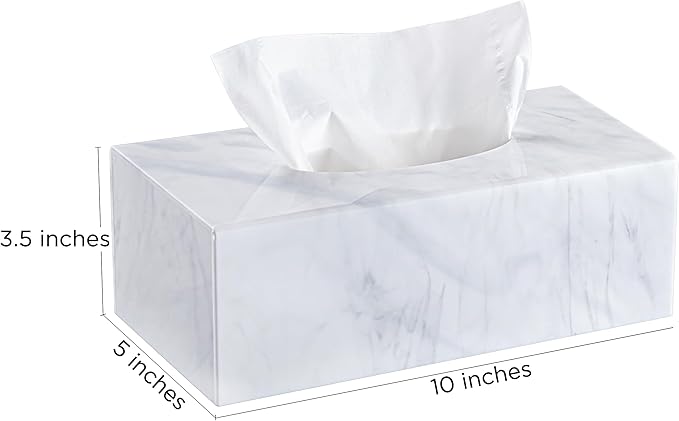 HBlife Acrylic Tissue Box Cover with Magnetic Bottom, Marble Pattern Dryer Sheet & Mask Holder for Car, Bathroom, Office - Rectangular, 9.84 x 5.02 x 3.54 Inches