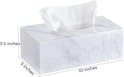 HBlife Acrylic Tissue Box Cover with Magnetic Bottom, Marble Pattern Dryer Sheet & Mask Holder for Car, Bathroom, Office - Rectangular, 9.84 x 5.02 x 3.54 Inches