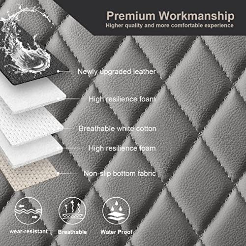 West Llama Pu Leather Car Seat Bottom Covers Protectors Include 1 Pair Front Driver Seat Pad Mat and 1 Rear Bench Cover Universal Fit 90% Vehicles,Gray - Image 3