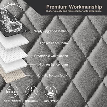 West Llama Pu Leather Car Seat Bottom Covers Protectors Include 1 Pair Front Driver Seat Pad Mat and 1 Rear Bench Cover Universal Fit 90% Vehicles,Gray - Image 3