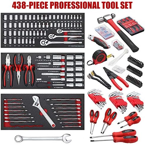 ARUCMIN 438-Piece Mechanics Tool Set with 3-Drawer Heavy Duty Metal Box Repair Tool Kit - Image 2