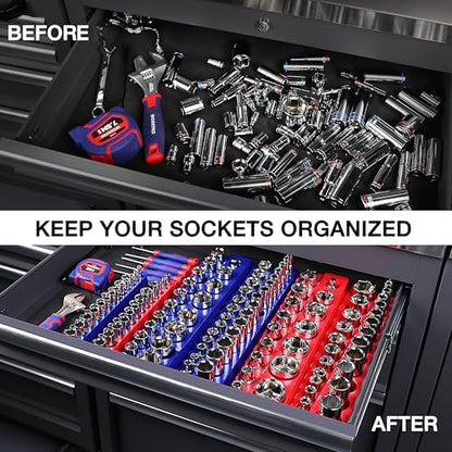 WORKPRO Magnetic Socket Organizer Set, 6-Piece Metric SAE Socket Holder Set - Image 6