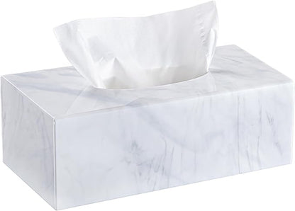 HBlife Acrylic Tissue Box Cover with Magnetic Bottom, Marble Pattern Dryer Sheet & Mask Holder for Car, Bathroom, Office - Rectangular, 9.84 x 5.02 x 3.54 Inches