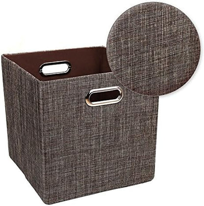 Posprica Storage Bins Cube Containers Boxes,Thick and Heavy Duty Fabric Drawers, 11×11 inch- Set of 4,Brown - Image 3