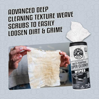 Chemical Guys Nonsense All Purpose Cleaner Wipes - 30 Count Canister For Car Interior And Exterior - Safe On Vinyl, Rubber, Plastic, Leather, Carpet, Upholstery, And More - Residue-Free Cleaning Power