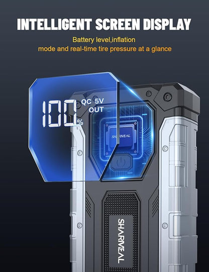 Sharmeal Car Battery Jump Starter 6000A, Jump Starter Battery Pack for All Gas and 10.0L Diesel, 12V Portable Jump Box with LED Light