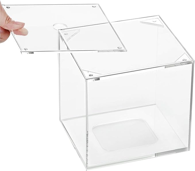 HBlife Acrylic Tissue Box Holder & Cover with Magnetic Bottom, Multi-Use Dryer Sheet & Mask Case Organizer for Bathroom, Car, Office, Table - Clear Square, 5.51 x 5.51 x 5.91 Inches