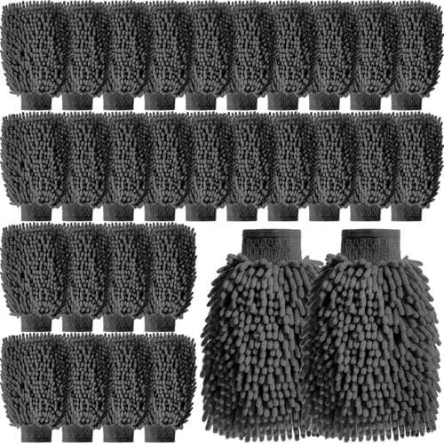24 Pack Car Wash Mitts Bulk Microfiber Wash Mitts, Grey by Funnysoft