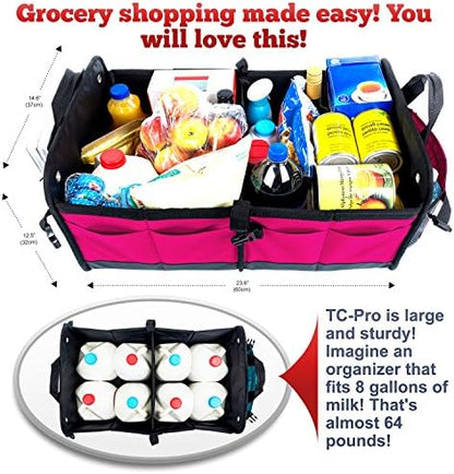 TRUNKCRATEPRO Save 15 per cent off bundle of 2 Car Trunk Organizer Multi-Compartment storage for men and women (Black and Pink) - Image 6