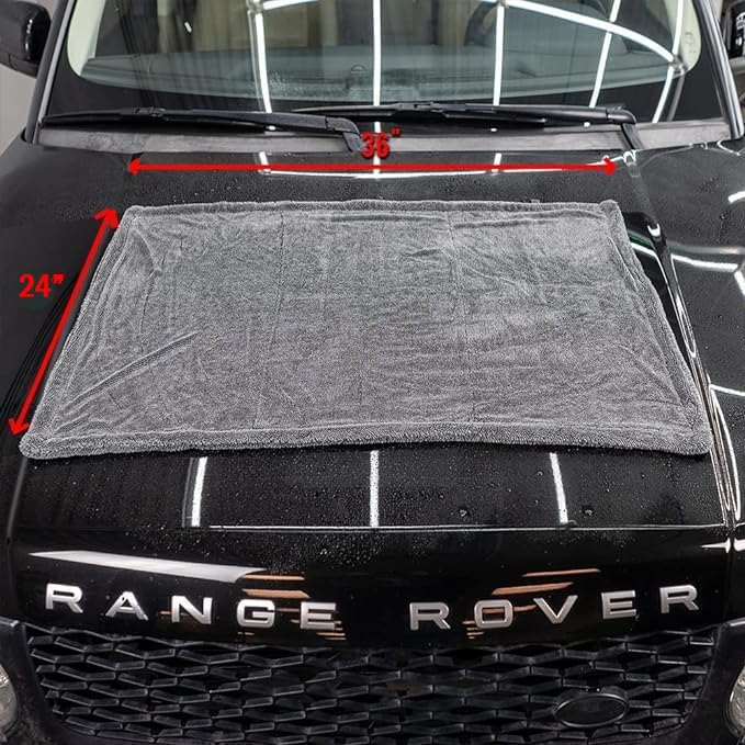 ExoForma Mega Car Drying Towel - Holds Up to 9 lbs, No Streaks, Scratches, or Water Spots | 1200 GSM Microfiber Double Twist Pile & Edgeless Design, 1 Quick & Effortless Dry - 24” x 36” - Image 6