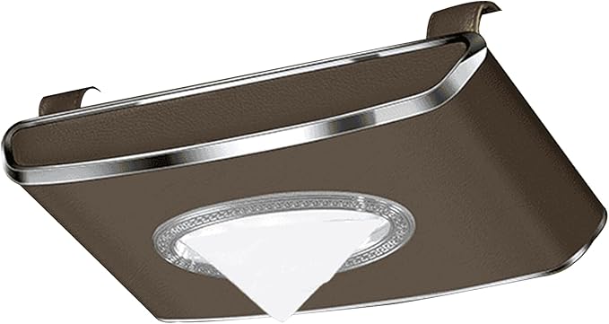 Leather Car Tissue Box for Car Interior, Multi-Function Tissue Holder with Visor Clip, Armrest & Back Seat Napkin Organizer, Vehicle Tissue Dispenser Accessories (Brown Hanging)