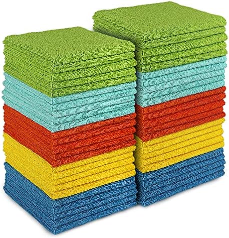 AIDEA Microfiber Cleaning Cloth, 50PK, Microfiber Towels for Cars, All Purpose Cleaning Rags for House, Dusting Cloth for Kitchen, Car, Window, 12"×12" by AIDEAHOME