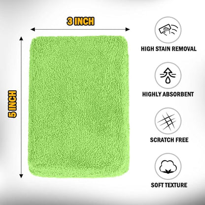 HOMEXCEL Microfiber Applicator Pads, Scratch-Free Car Wash Sponge for Cleaning, Premium Wax Foam Applicator Pads for Car Detailing, 5”x3”, 8 Pack, Green