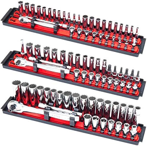 ERNST Socket Boss Combo 3-Pack Tool Organizer with Twist-Lock Technology, Red, Model 8510A – Secure Storage for Socket Wrench Sets - Made in USA - Image 2