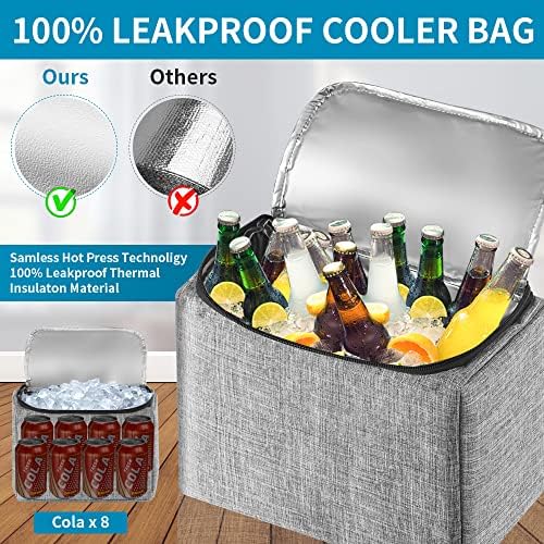 Car Trunk Organizer with Cooler, Hanging Organizers with Large Pockets, Zippers Detachable Seat Back Storage, Waterproof for Jeeps, SUVs, Grey - Image 2