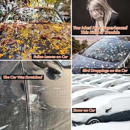16-Layer 600D Heavy Duty All Weather Car Cover, Waterproof UV Snow Dust Scratch Resistant Universal Full Cover for MPV 199"-210"/ 16.5-17.5 ft Outdoor Indoor Black - Image 7