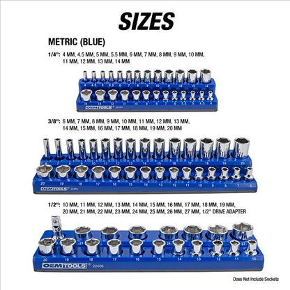 OEMTOOLS 22486 3-Pc Magnetic Socket Organizer to Hold 68 Metric Sockets - Image 3