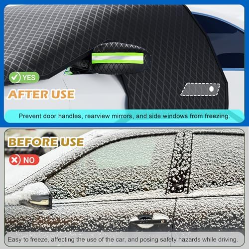 Windshield Snow Cover, Car Windshield Cover for Ice and Snow, Automotive Large Magnetic Windshield Frost Cover with Side Window and Mirror Protector in Winter, Suitable for Most Vehicle,Sedan,SUV - Image 5