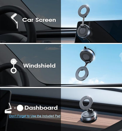 2026 Upgraded Vacuum Magnetic Car Phone Holder 360° Reinforced 96LBS Ultra Suction Cup Phone Mount for MagSafe Cell Phone Holders for Your Car/Gym/Mirror Mount for iPhone & Android