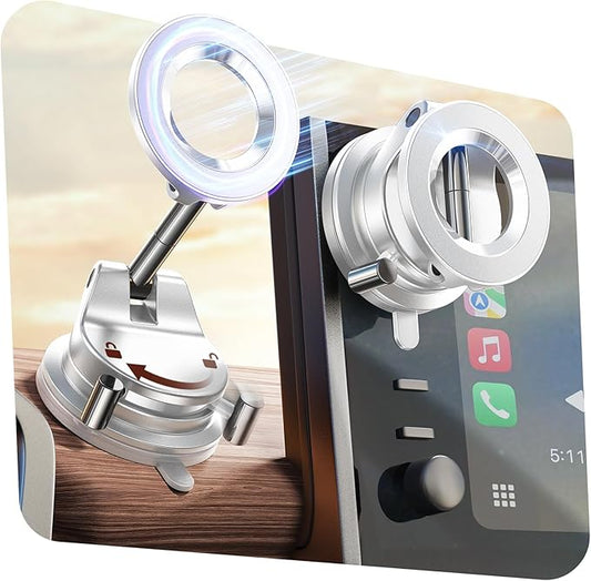 LISEN for Magsafe Car Mount, Magnetic Phone Holders for Your Car, Vacuum Phone Mount for Car Accessories for Men Women, SuctionPro Gifts Kits, Girl Car Accessories, for iPhone 17 Pro Max, White