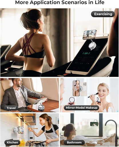 Vacuum Magnetic Phone Holder Stand [89+LBS Strongest Suction & 24*N55 Ultra Magnetic] 360° Adjustable Car Phone Mount for MagSafe Suction Cup, Compatible with Car/Gym/Mirror for iPhone 16 15