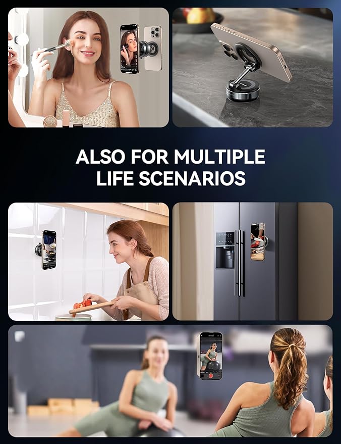 JOYROOM Magsafe Car Mount, Car Mount for iPhone with Strong Magnet, 360° Metal Strut Vacuum Suction Cup Phone Mount for iPhone 17 Air Pro Max/16 15 14 13 12 Series& Android Magsafe Case, Dark Blue