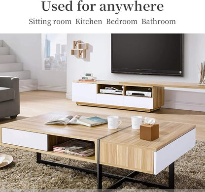 REGELETO Square Tissue Box Cover, Pu Leather Tissue Box Holder with Bottom Belt Modern Stylish Tissue Box Organizer for Bathroom, Bedroom, Hotel, Office Desk 5"X5"X5"