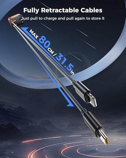 [2024 Upgraded] 4 in 1 Retractable Car Charger, SUPERONE Smaller Fast Car Phone Charger 69W with Cord, USB C and iPhone Car Charger Adapter, Compatible iPhone 17/17 Pro Max/16/15/14/13/12/11, Sumsung