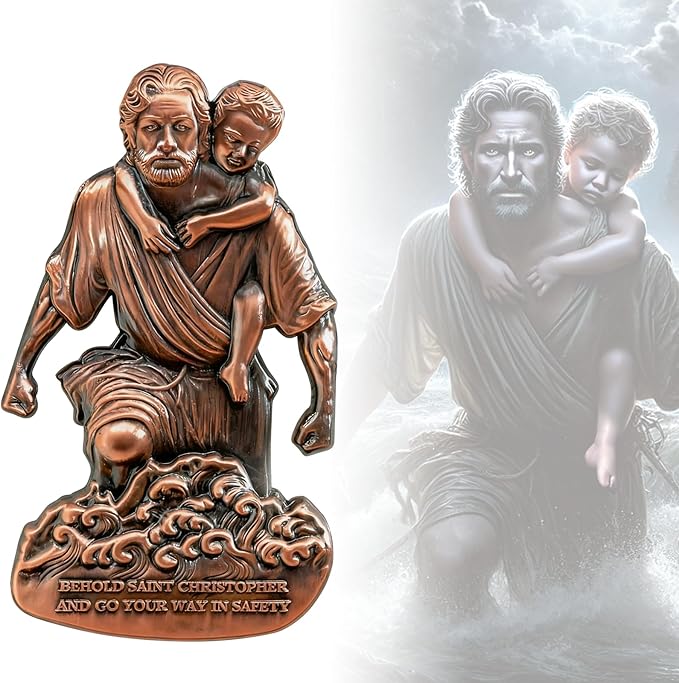 St Christopher Medal for Car, Metal Saint Christopher Visor Clip, Talisman for Safety, Automotive Visor Accessories, Gift for Drivers, Families, Friends