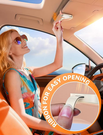 JOYROOM Sunglass Holder for Car Visor Clip [Real One-Handed Operation] [Soft Foam Protection] [Non-Slip] Sunglasses Organizer Pink Car Accessories Interior Gifts for Women Men Cute Eyeglasses Holder