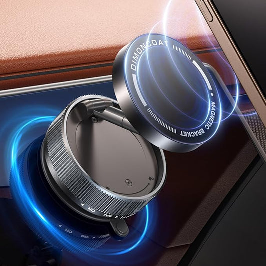 Upgraded Vacuum Magnetic Phone Holder Stand [89+LBS Strongest Suction & 24*N55 Ultra Magnetic] 360° Adjustable Car Phone Mount for MagSafe Suction Cup, Compatible with Car/Gym/Mirror for iPhone 17 16