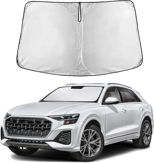 EcoNour Custom Windshield Sun Shade for Audi Q8 2019–2026 | Luxury SUV Front Window Heat & UV Shield | Foldable Multi-Layer Sun Cover