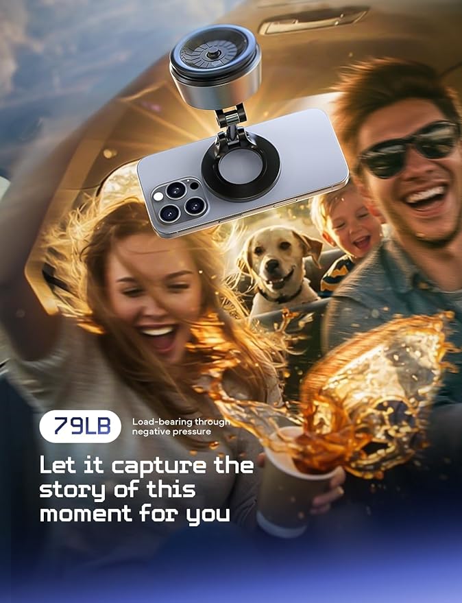 LISEN for MagSafe Suction Car Phone Holder Mount, Electric Vacuum Magnetic Phone Holder Stand, 360° Adjustable Vlogging Travel, Only for Mirror/Smooth Surface, for iPhone 17 16e 16 Pro Max 15 14 13 12