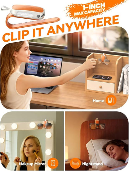 Sunglass Holder for Car Visor Clip [Real One-Handed Operation] [Soft Foam Protection] [Non-Slip] Magnetic Sunglasses Holder Car Visor Organizer & Accessories Interior Gift for Women Men (Orange)