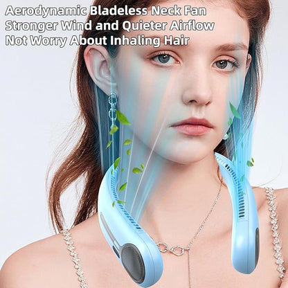 Portable Neck Fan,Hands Free Personal Wearable Bladeless Fan,6000mAh USB Rechargeable,360° Cooling,LED Display,4-Speeds,Birthday Gifts for Men Women Dad Mom,Valentines Day Gifts (Light blue)