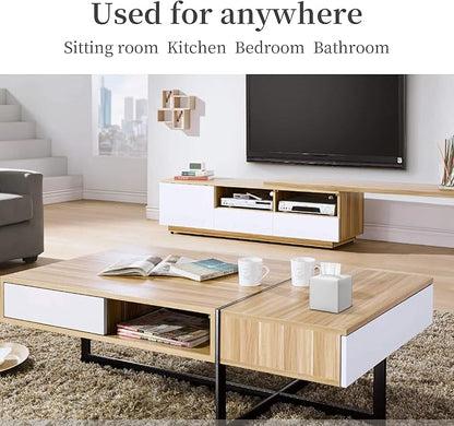 REGELETO 2 Pack Off-White Tissue Box Cover, Pu Leather Square Tissue Box Holder with Bottom Belt Modern Stylish Tissue Box Organizer for Home, Car, Hotel, Office 5"X5"X5" (Off-White-2Pack)