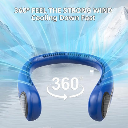 Portable Neck Fan,Hands Free Personal Wearable Bladeless Fan,6000mAh USB Rechargeable,360° Cooling,LED Display,4-Speeds,Birthday Gifts for Men Women Dad Mom,Valentines Day Gifts for Her Him (Navy)