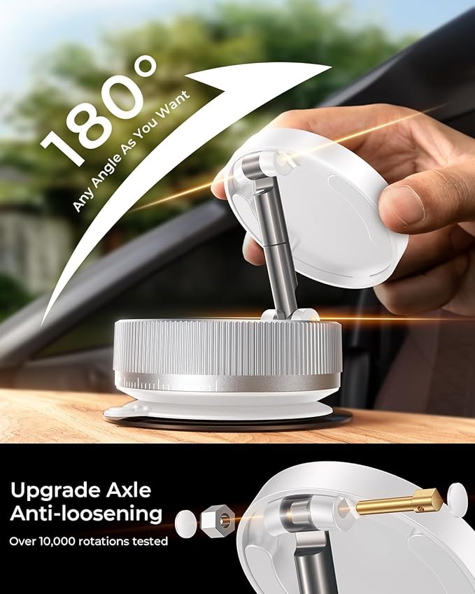 Vacuum Magnetic Phone Holder Stand [89+LBS Strongest Suction & 24*N55 Ultra Magnetic] 360° Adjustable Car Phone Mount for MagSafe Suction Cup, Compatible with Car/Gym/Mirror for iPhone 16 15