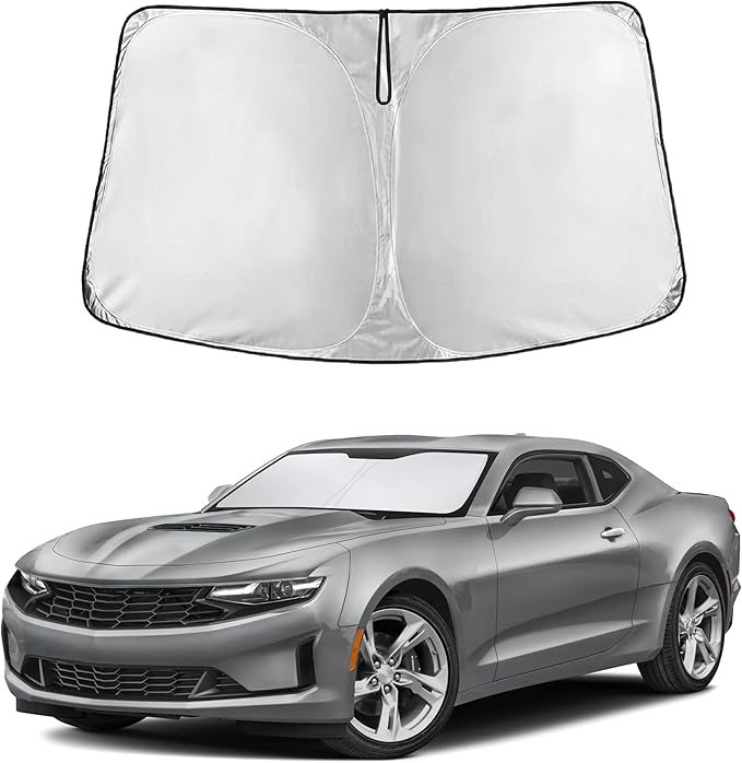 EcoNour Custom Windshield Sun Shade for Chevrolet Camaro 2016–2024 | Sports Coupe Front Window Heat & UV Shield | Foldable Multi-Layer Sun Cover