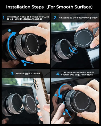 Vacuum Magnetic Phone Holder Stand [89+LBS Strongest Suction & 24*N55 Ultra Magnetic] 360° Adjustable Car Phone Mount for MagSafe Suction Cup, Compatible with Car/Gym/Mirror for iPhone 16 15