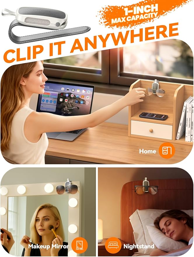 Sunglass Holder for Car Visor Clip [Real One-Handed Operation] [Soft Foam Protection] [Non-Slip] Magnetic Sunglasses Holder Car Visor Organizer & Accessories Interior Gift for Women Men (GREY)