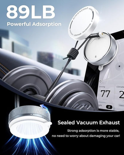 Vacuum Magnetic Phone Holder Stand [89+LBS Strongest Suction & 24*N55 Ultra Magnetic] 360° Adjustable Car Phone Mount for MagSafe Suction Cup, Compatible with Car/Gym/Mirror for iPhone 16 15