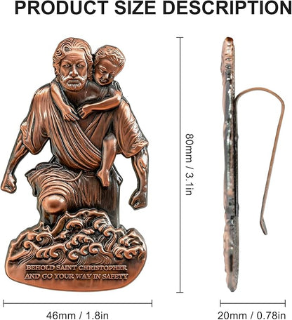 St Christopher Medal for Car, Metal Saint Christopher Visor Clip, Talisman for Safety, Automotive Visor Accessories, Gift for Drivers, Families, Friends