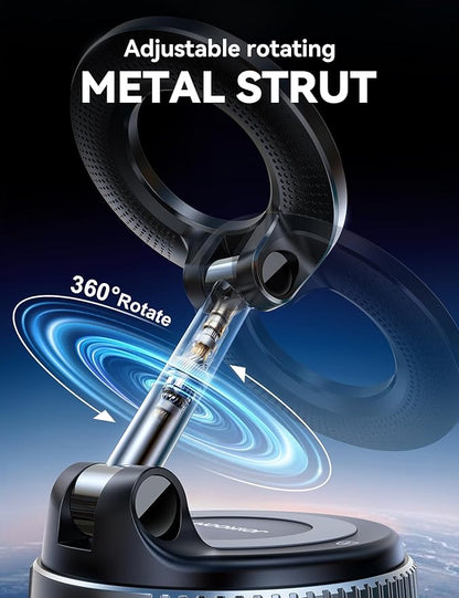 JOYROOM Magsafe Car Mount, Car Mount for iPhone with Strong Magnet, 360° Metal Strut Vacuum Suction Cup Phone Mount for iPhone 17 Air Pro Max/16 15 14 13 12 Series& Android Magsafe Case, Dark Blue