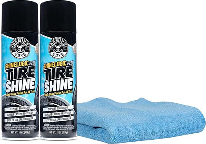 Chemical Guys ShineLogic Tire Shine Safe for Cars, Trucks, Motorcycles, RVs & More, Includes Microfiber Towel Kit, 15 fl oz, 2 Pack