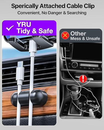 YRU [True Upgrade for Safety] Car Phone Holder Mount [Patent & Military-Grade] Dashboard Cell Phone Holder for Car Vent Windshield Phone Stand for iPhone 17 16 15 14 13 Pro Max Truck Samsung, Purple