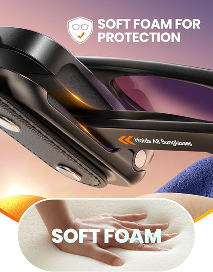 JOYROOM Sunglass Holder for Car Visor Clip 2026 Gadgets for Men& Car Accessories for Women [Real One-Handed Operation][Soft Foam Protection][Non-Slip] Magnetic Sunglasses Organizer Essentials Car Gift