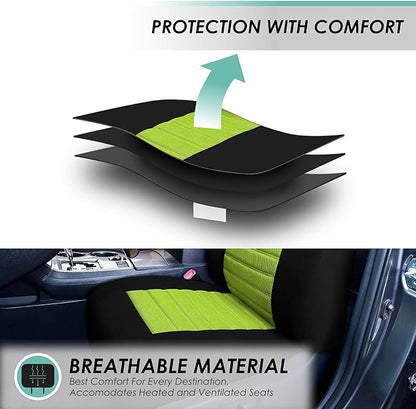 FH Group Automotive Car Seat Covers Rear Set Premium 3D Air Mesh Seat Covers, Airbag Compatible and Split Bench Cover Universal Fit Interior Accessories for Cars Trucks and SUVs - Green