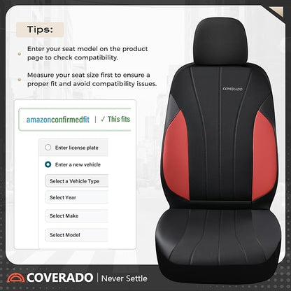Coverado Car Seat Covers, Waterproof Two Front Seats Seat Covers, Automotive Seat Covers 2 Pack, All-Weather Leather Car Seat Protectors Universal Fit for SUVs Trucks Sedans