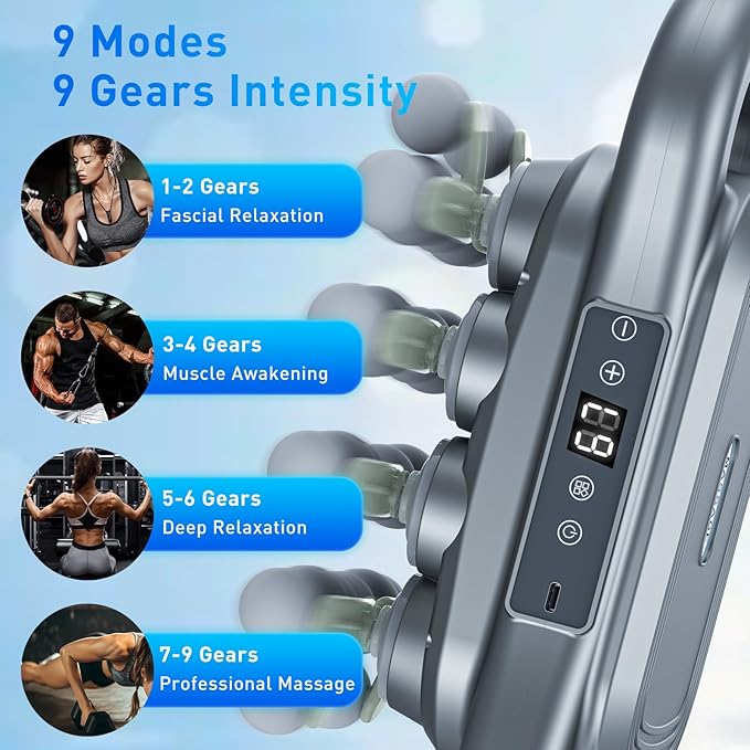 Upgrade 28 Head Massage Gun Set, Handheld Back Massager Gun Deep Tissue,9 Speeds Electric Percussion Muscle Body Massager for Athletes Neck Shoulder Pain Relief,Gifts for Men Women